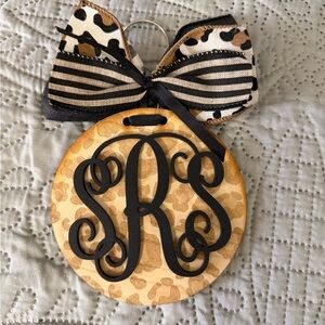 Leopard Print Monogram Ornament with Bow